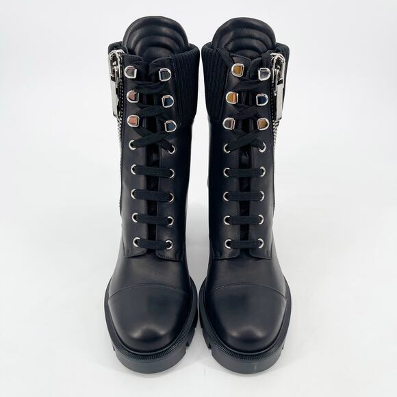 Christian Louboutin En Hiver Black Biker Moto Chunky Lug Sole Boots EU 38.5 - Picture 5 of 11